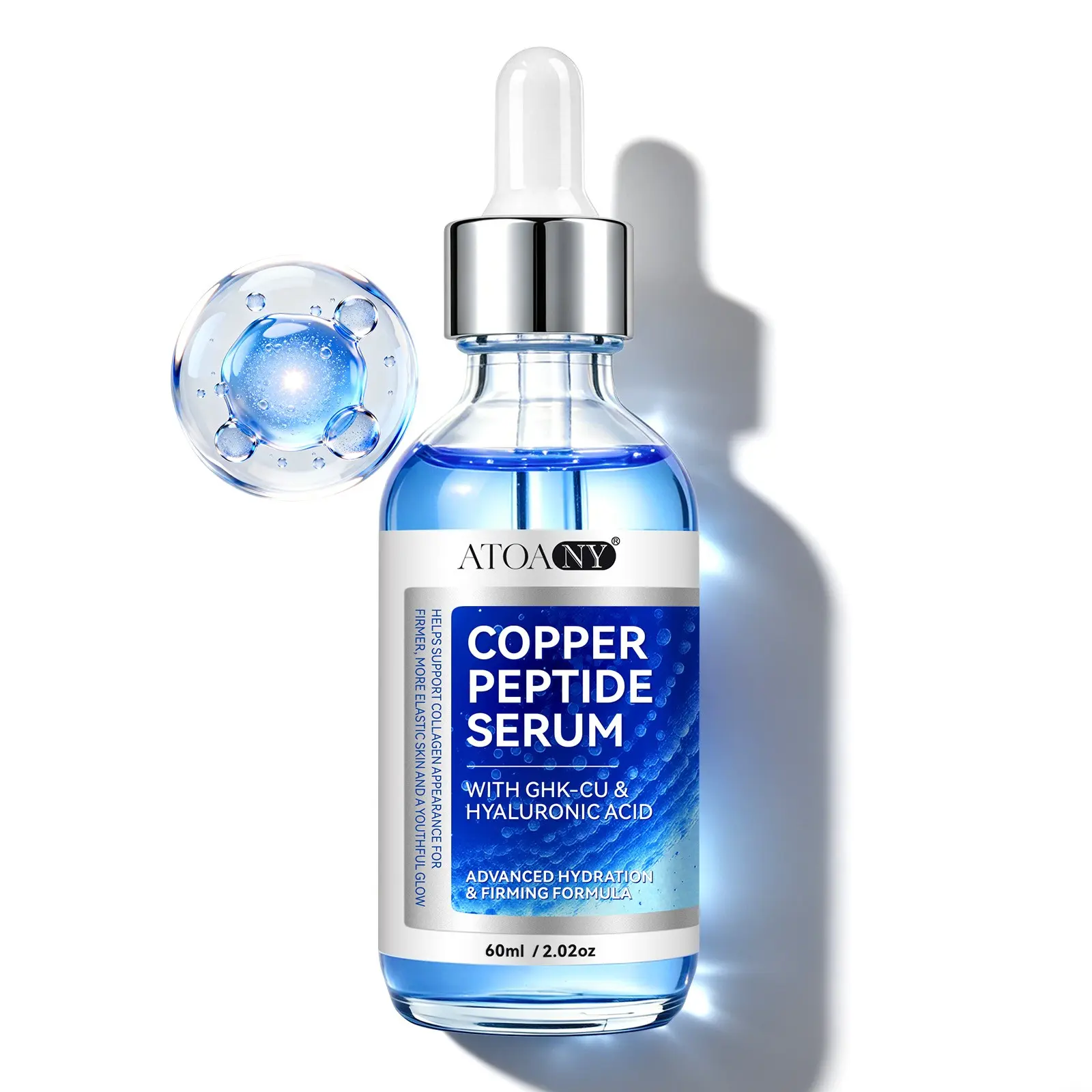 Ghk-Cu Peptide Serum, Hydrating Ha Face Cream, 60ML, Nourishing Skincare, Tripeptide Copper, Sodium Hyaluronate, Lightweight, All Skin Types