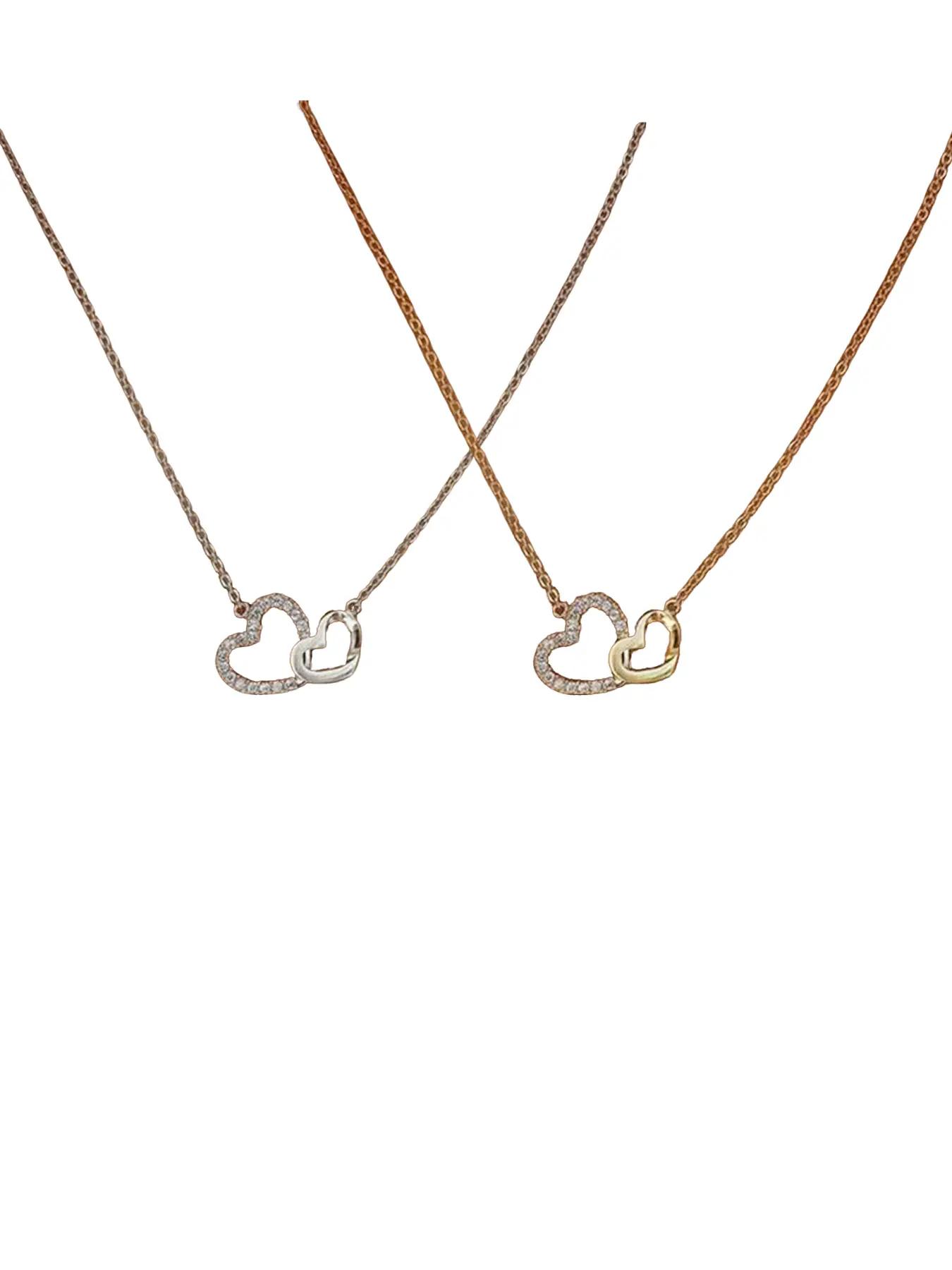 Women's Elegant Exquisite Rhinestone Heart Design Pendant Necklace, Trendy Sparkly Pendant Necklace, Chic Gorgeous Luxury Jewelry