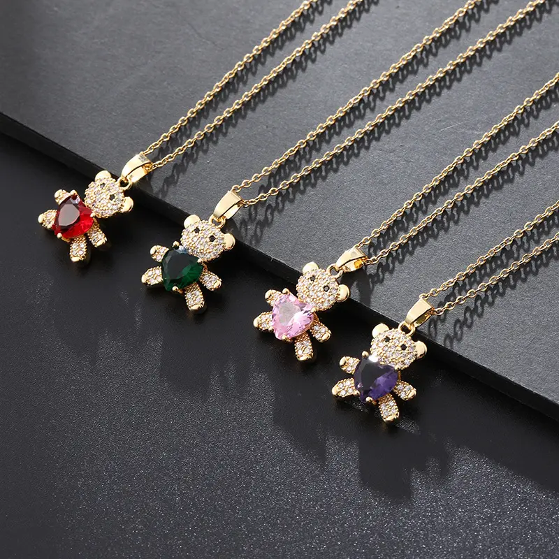 Cute Heart Bear Necklace for Women Dainty Bear Pendant Chain Cute Animal Jewelry Valentine Birthday Gift for Girls