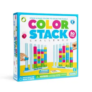 Color Stacking Challenge Game, Fast-Paced Color Matching Puzzle, Party and Family Fun, Includes 2 Stands, 50 Cards, 80 Rings, Ages 8+, Boxed