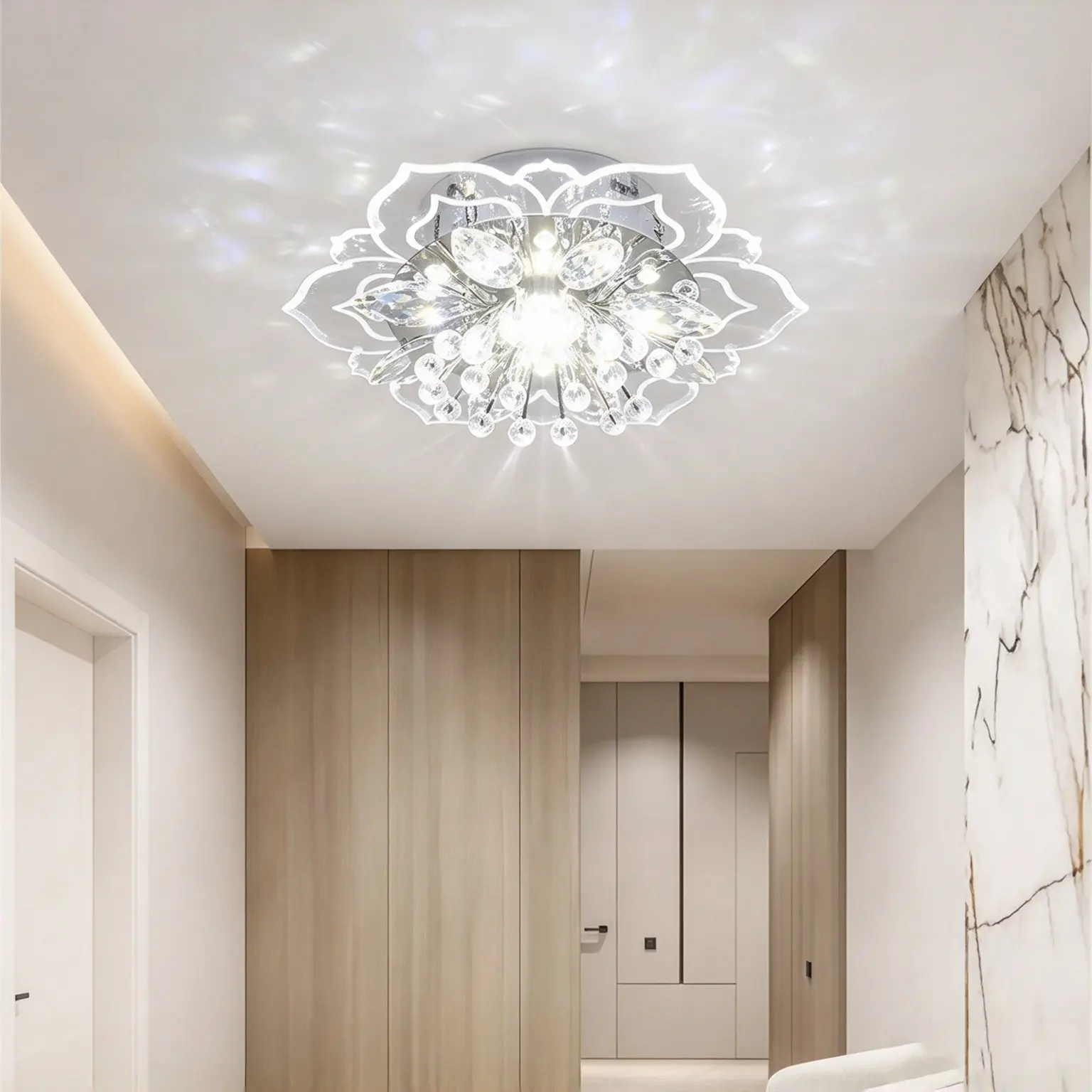 Modern LED Crystal Ceiling Light, Decorative Atmosphere Lighting, 9w Surface Mount, Suitable for Hallway, Living Room, Bedroom, Kitchen, Energy Efficient