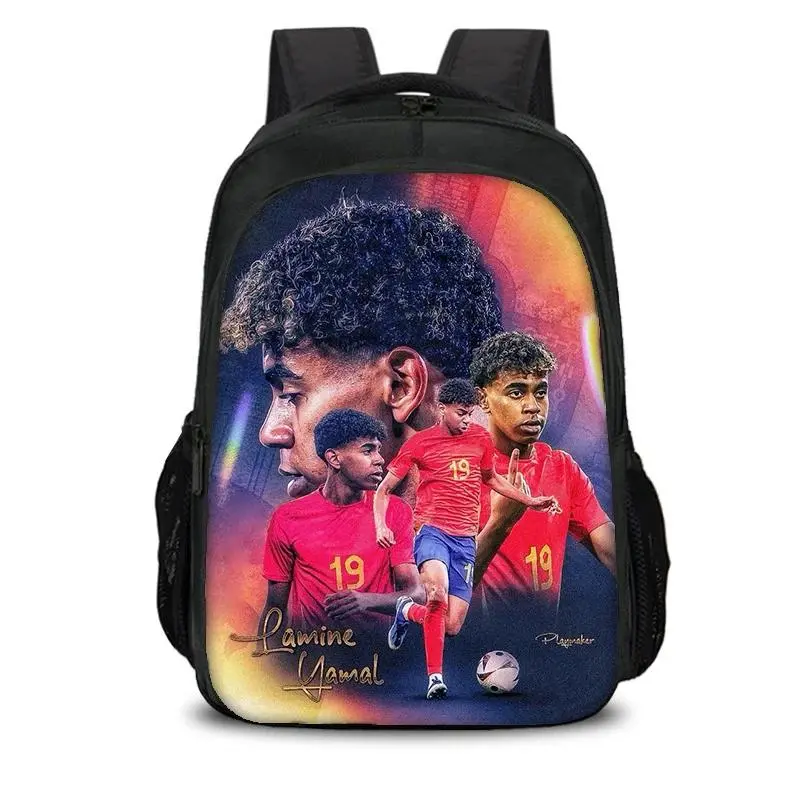 L-Lamin Yamal Double layered Backpack Football Star School Bags Rucksack Football Sports Bookbag Travel Large Capacity Backpacks