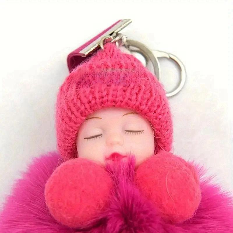 Cute Plush Doll Keychain, Keychain for Bags, 5 Counts Plush Doll Decoration, Plush Doll Pendant for Car Interior Decoration, Car Interior Accessories for Women & Girls
