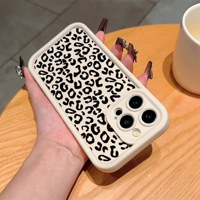 Gaozhu Ancient White Leopard Print Black TPU Shockproof Full Coverage Protective Case for iPhone 17 E Air Pro ProMax iPhone16 15 14 Plus 13 12 Mini 11 X XS XR, Dropresistant Cover, Trendy Phone Case, Fashionable Cover, Durable Phone Cover, Iphone Cover