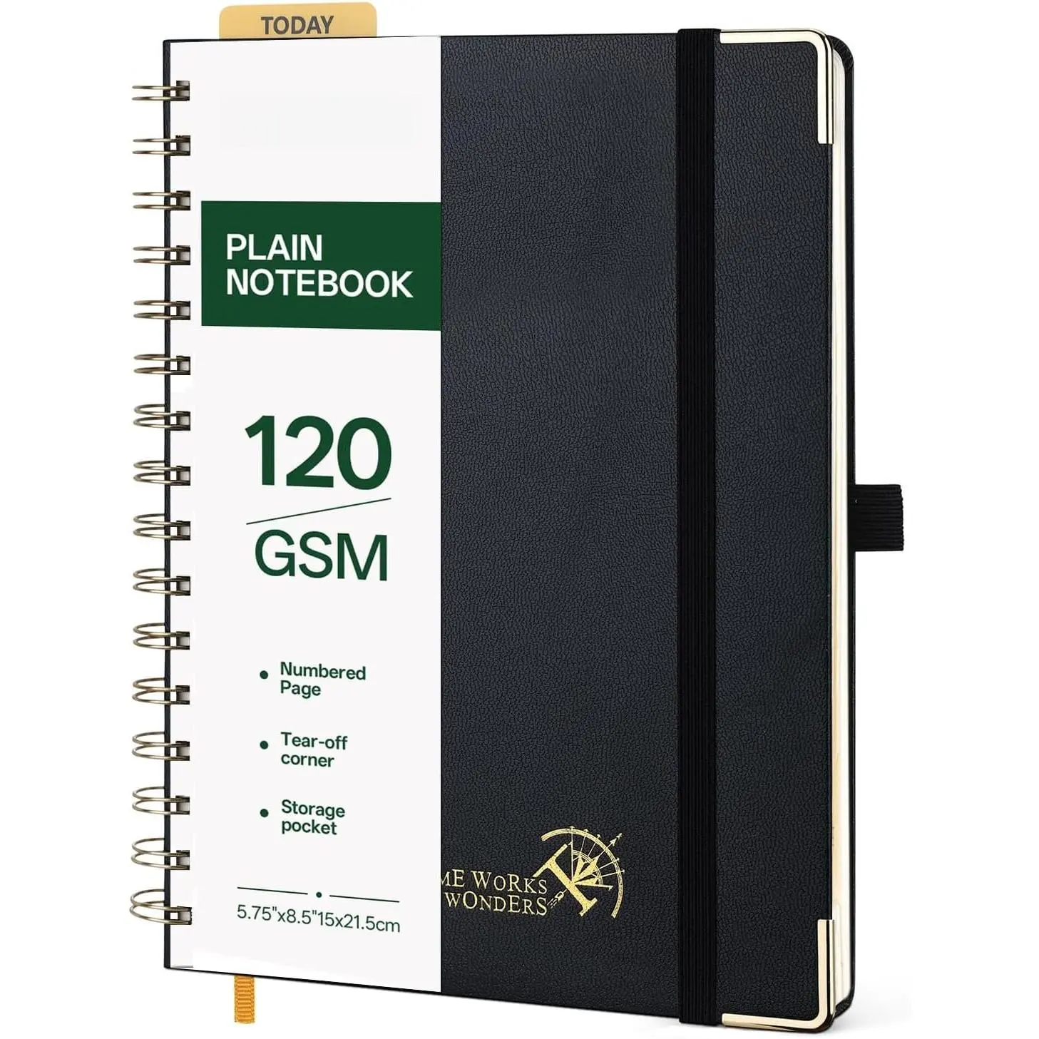 A5 Blank Spiral Notebook 120GSM Hardcover Journal Black | 5.75'' x 8.25'' Sketch Books 141 Pages Unlined Journals for Women Men, Plain Notebooks for Sketching, Drawing, Painting