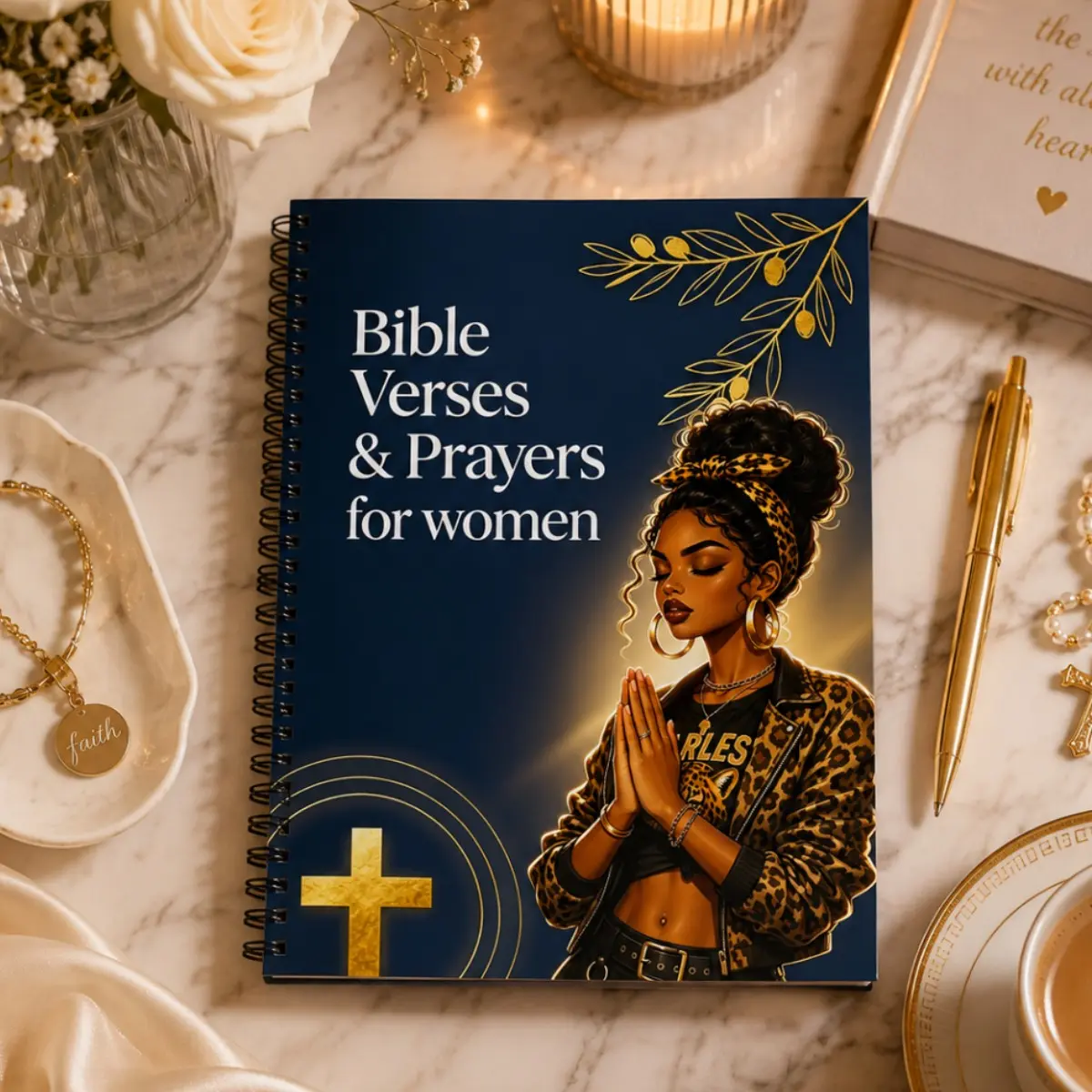 Christian Gift for Women, Bible Verses Prayer Journal, Inspirational Scripture Notebook, Daily Devotional Log, Spiritual Reflection Diary, Elegant Design Religious Gift, Journaling