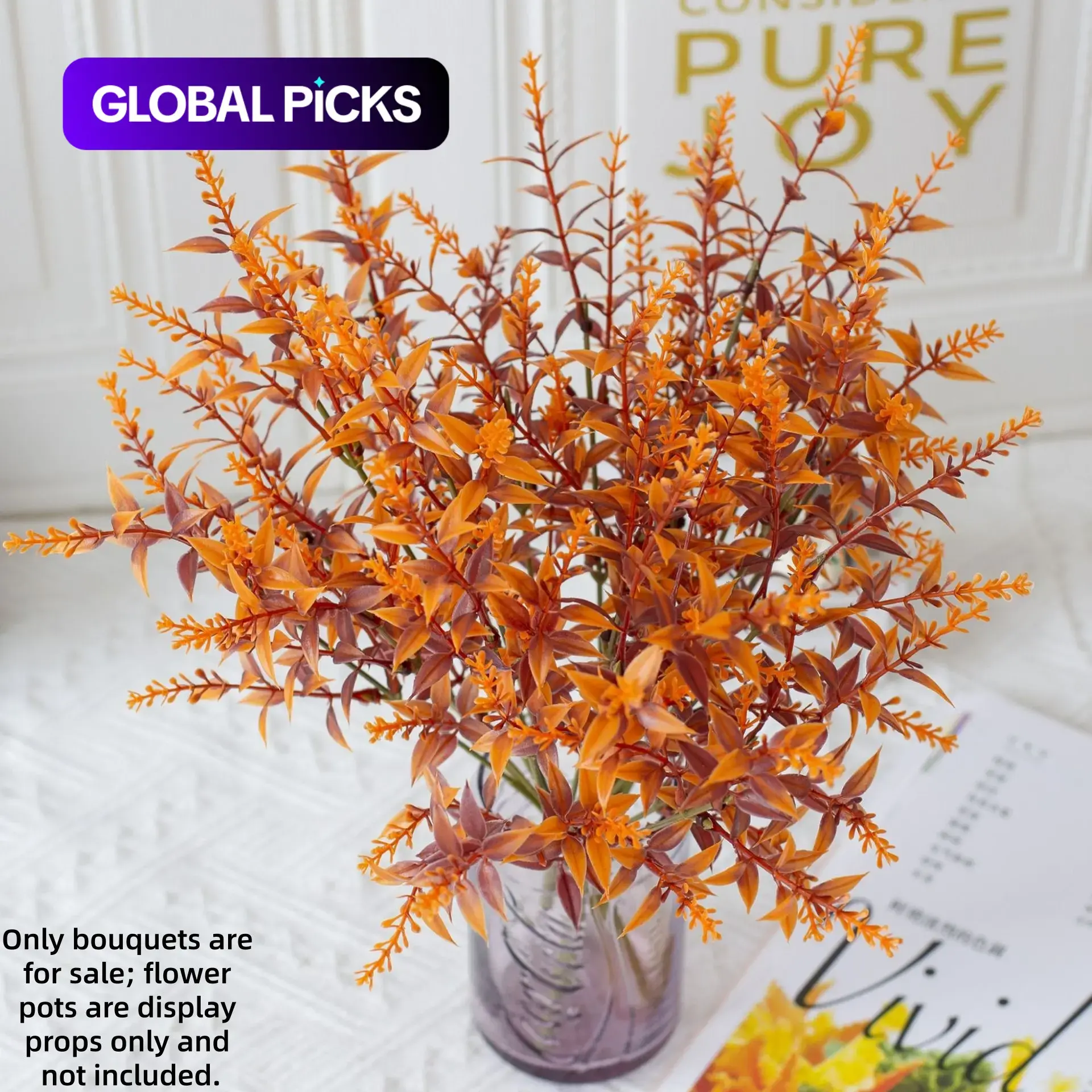 24pcs UV Resistant Artificial Fall Lavender Wheat Stems, Artificial Flower Decorations, Outdoor Fake Autumn Greenery, Fake Fall Floral Picks for Home Decor #GLOBAL PICKS