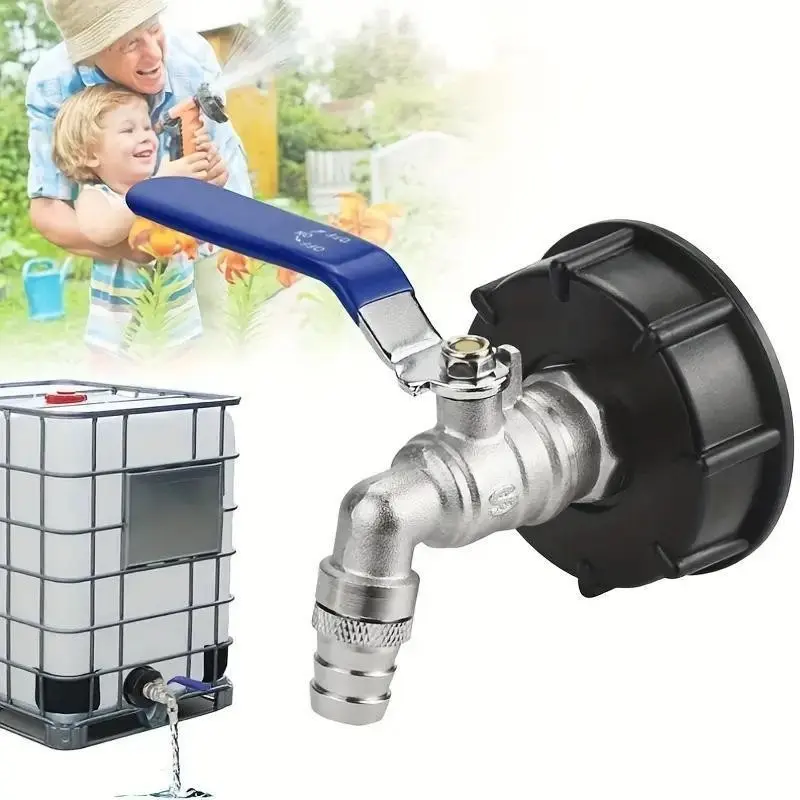 IBC Tank Adapter with 3/4" Outlet Faucet, Durable Brass IBC Tank Adapter, Rust-resistant Watering & Irrigation Tool for Garden & Industrial Use