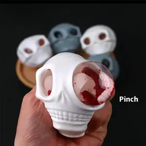 1/2Pcs Squeeze Skull Fidget Toy; Pranksters' Dream of Blood and Maggots for Halloween, Stress-Relieving.