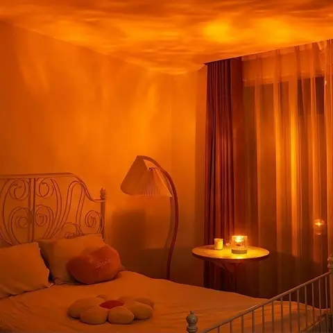 Wave Pattern Projector Lamp, Decorative Ambient Lamp, 16 Colors with Remote Control, Bedroom Healing Night Light, Sleep Aid, Perfect Gift Idea, Illuminated Night Light