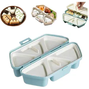 Onigiri Mold Triangle ,6-in-1 Rice Ball Mold, Triangular Sushi Mold, 6-Hole Rice Ball Mold Set, Quickly Makes 6 Rice Balls, Easy to Store and Carry (Blue)
