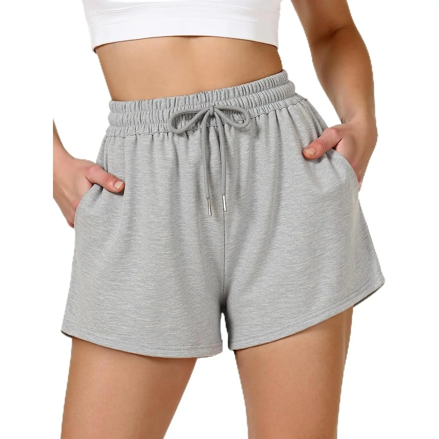2025 Women's Cute Cotton Fleece Sweat Shorts with Pockets, Drawstring Elastic Waist, French Terry JerseyGift