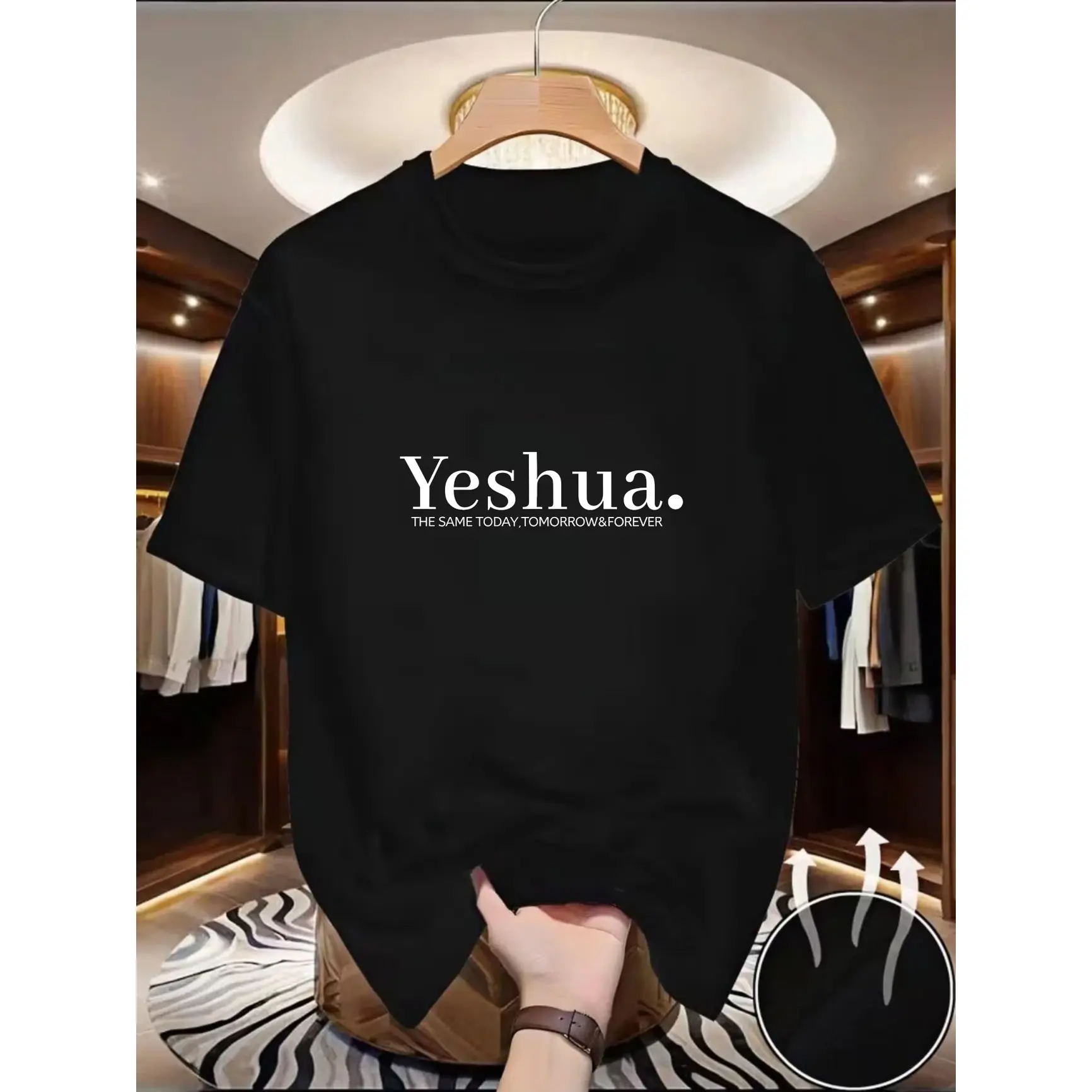 Yeshua Faith Quote Graphic Oversized Cotton T‑Shirt, Comfort Fashion Outfit, Best Holiday Gift For Family Him Her Valentine’s Day Present