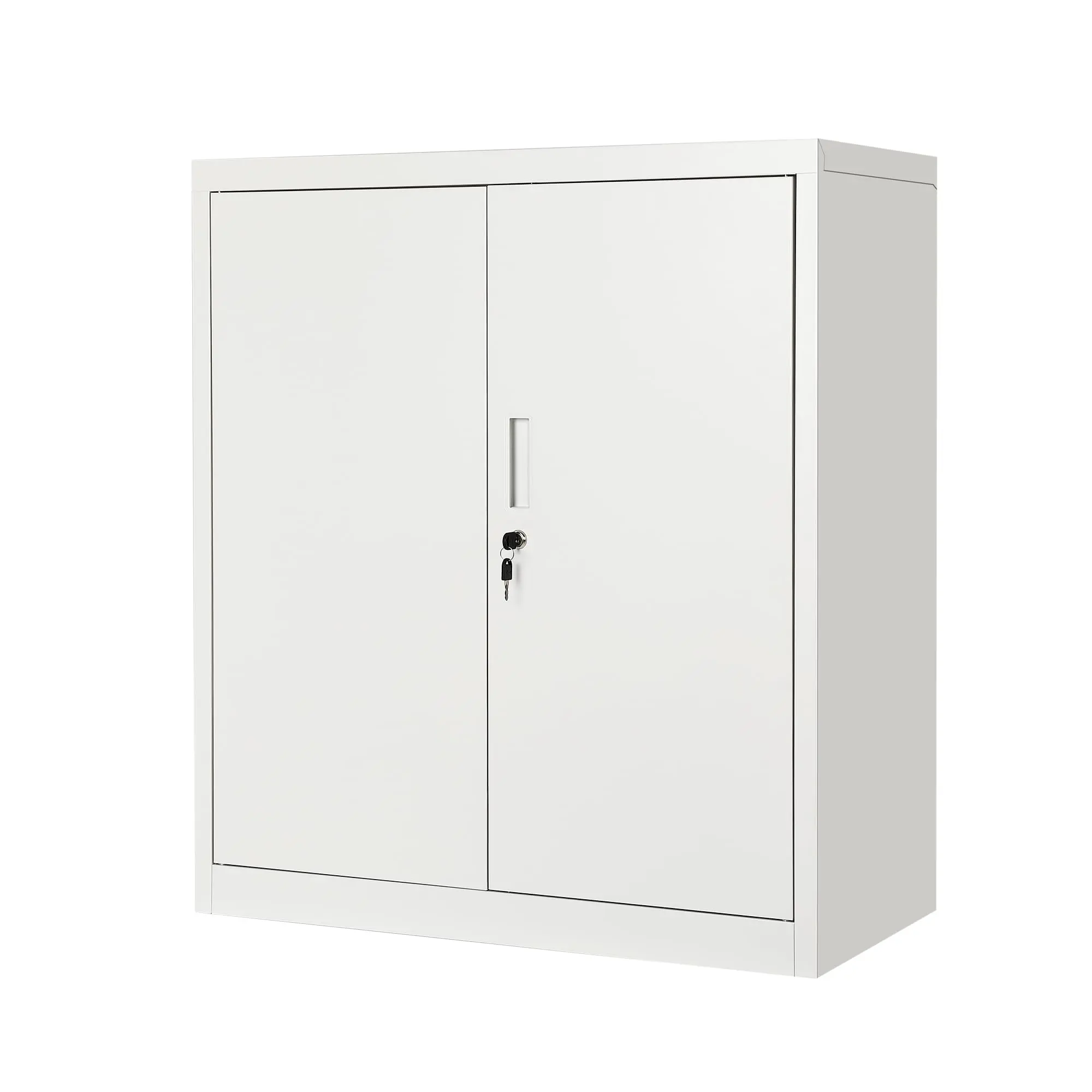 Rectangular Metal Storage Cabinet with 36" Height, Locking Doors, and 2 Adjustable Shelves - Commercial Office Furniture