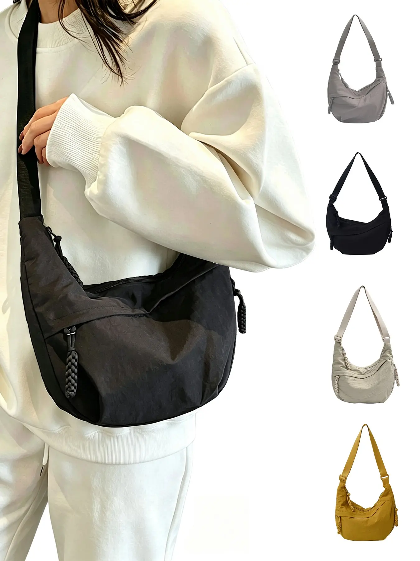 Women's Casual Nylon Crossbody Bag, Large capacity Versatile Shoulder Purse, Fashion Commuter Sling Bag with Multi‑pocket Design & Adjustable Strap. Ideal for Gifting, Short distance Trips & Daily Shopping, Stylish & Practical.