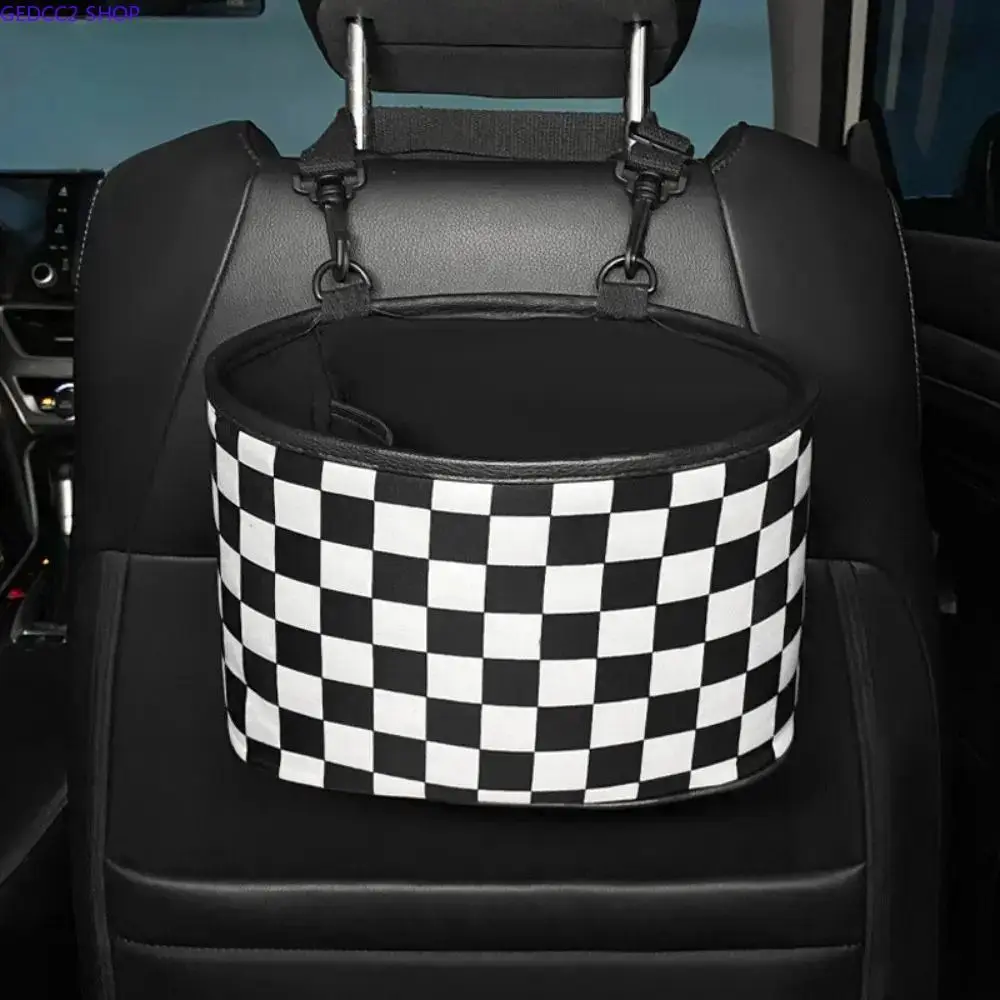Checkerboard Car Seat Back Organizer Bag - Polyester Patterned Cloth Multi-Pocket Backseat Storage, Car/SUV Interior Accessory for Kids, Daily Commute, Vehicle Organization (Sohochic)