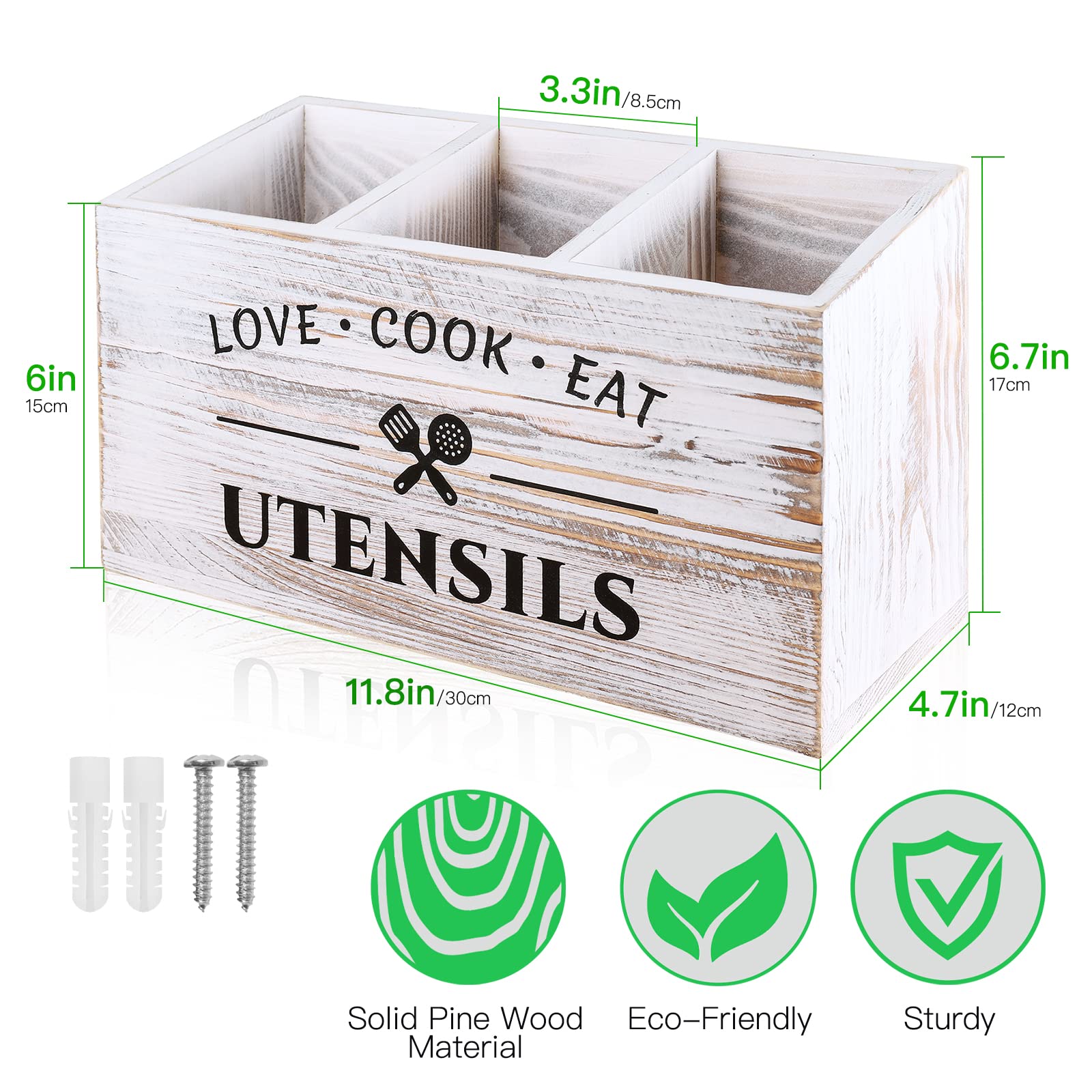 Kitchen Utensil Storage Box, 1 Count Wooden Kitchen Utensil Holder, Desktop Cutlery Storage Box, Home Organizer for Kitchen Accessories, Bedroom, Desk, Home Decor Organiser