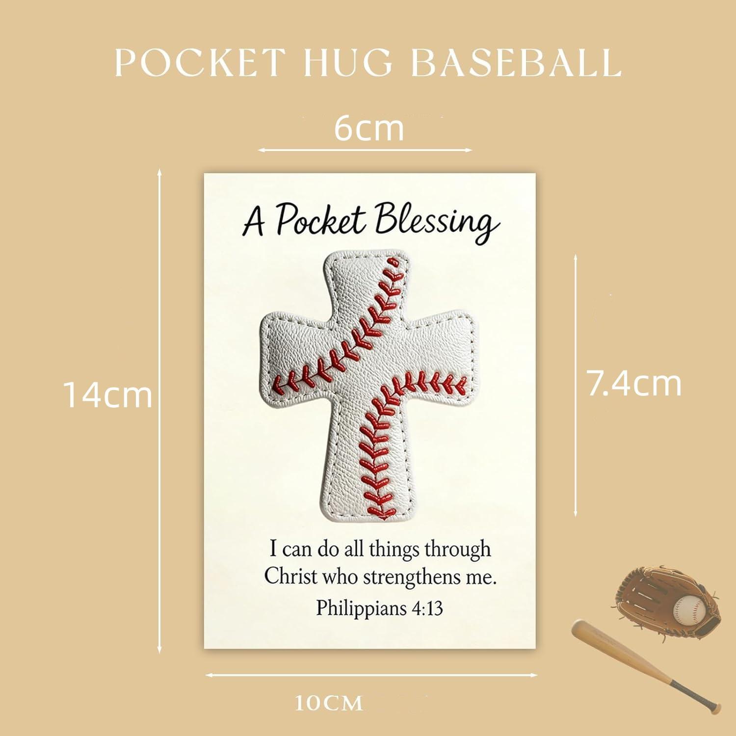 Baseball Cross Token Gift, Leather Pocket Blessing Card for Athletes