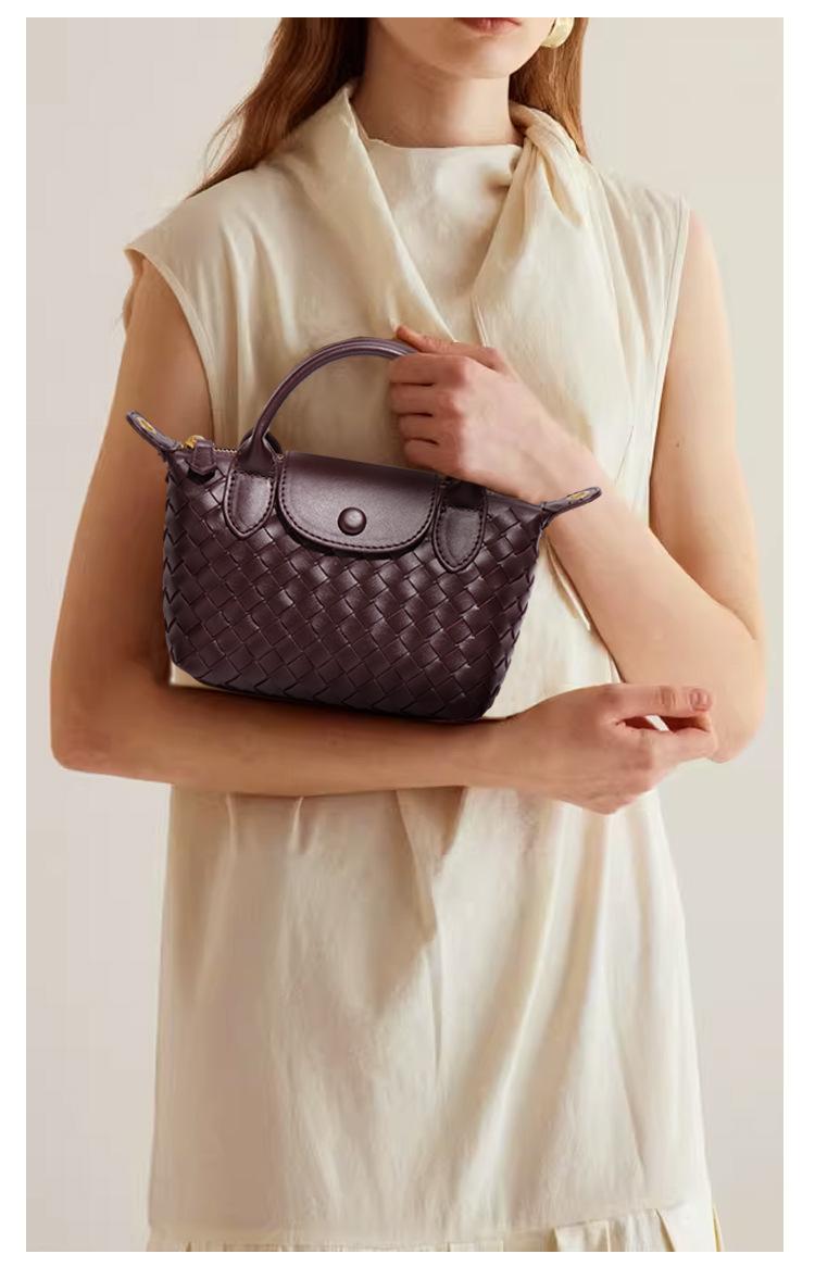 6252 Hand-woven Shoulder Dumpling Bag 2025 New PU Leather Fashion Commuter Messenger Bag
