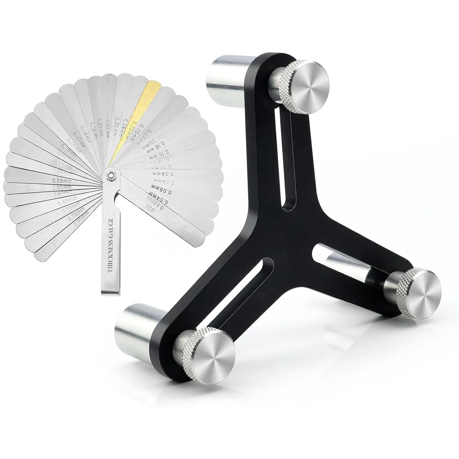 GJANSH Universal Piston Ring Squaring Tool for End Gap 2-5inch Bores, with 32 Blades Feeler Gauge Gap Measuring Tool (Squaring Tool+Feeler Gauge)
