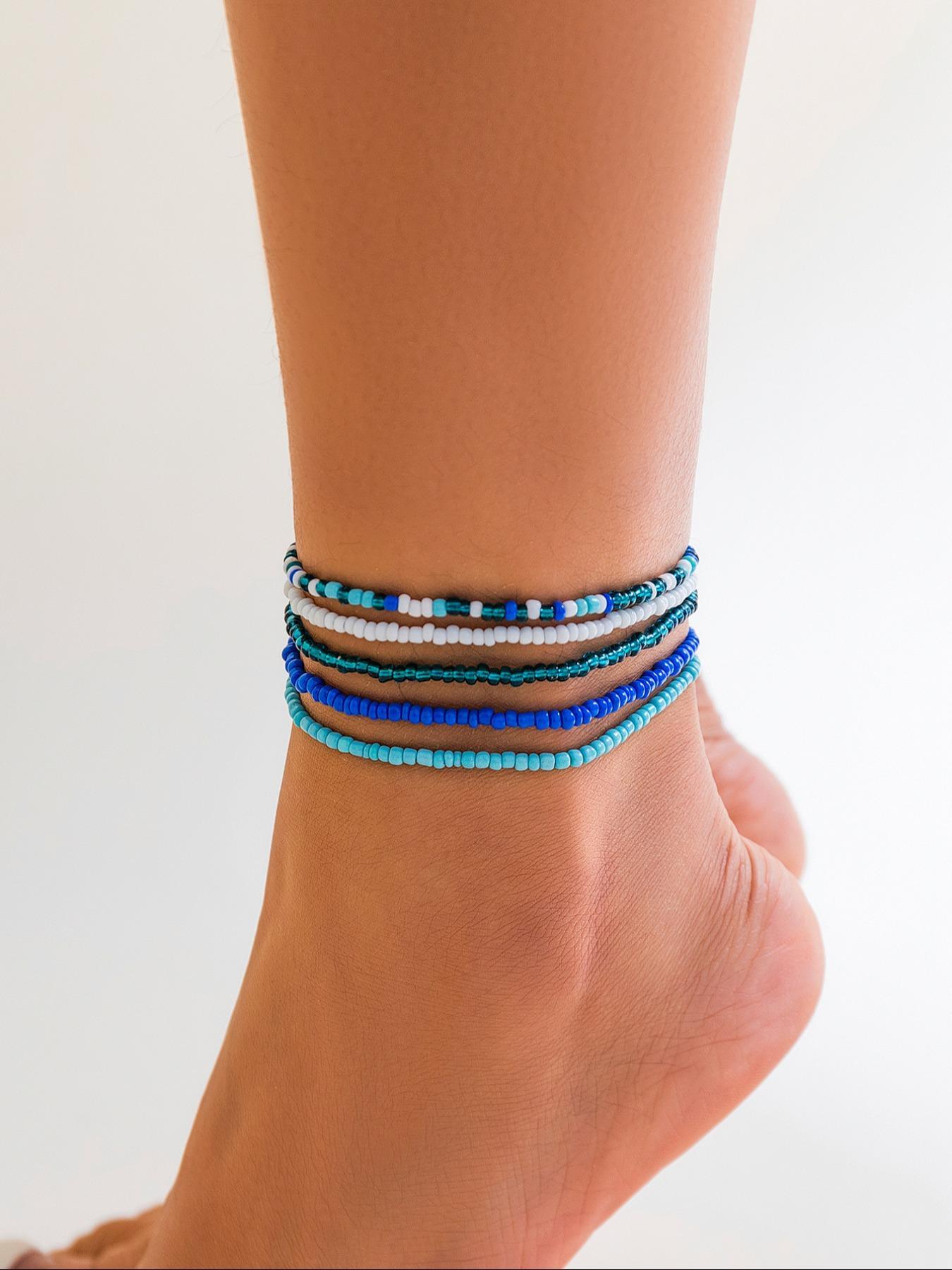 Boho Style, Boho Chic Beaded Decoration Colorful Anklet for Women & Girls, Teenage Girl Jewellery Accessories, Gifts for Girlfriend, Fashion Decoration Jewelry for Party, Daily Clothing Decor, Daily Wear