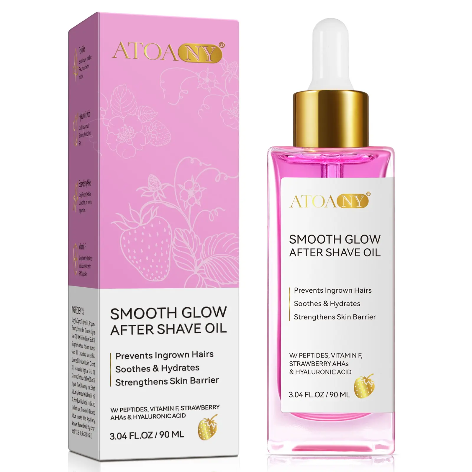Atoany Women's Strawberry Post-Shave Oil, Natural Ingredients, Gentle Formula, Relieves Shaving Irritation, Moisturizes Hair Removal Area