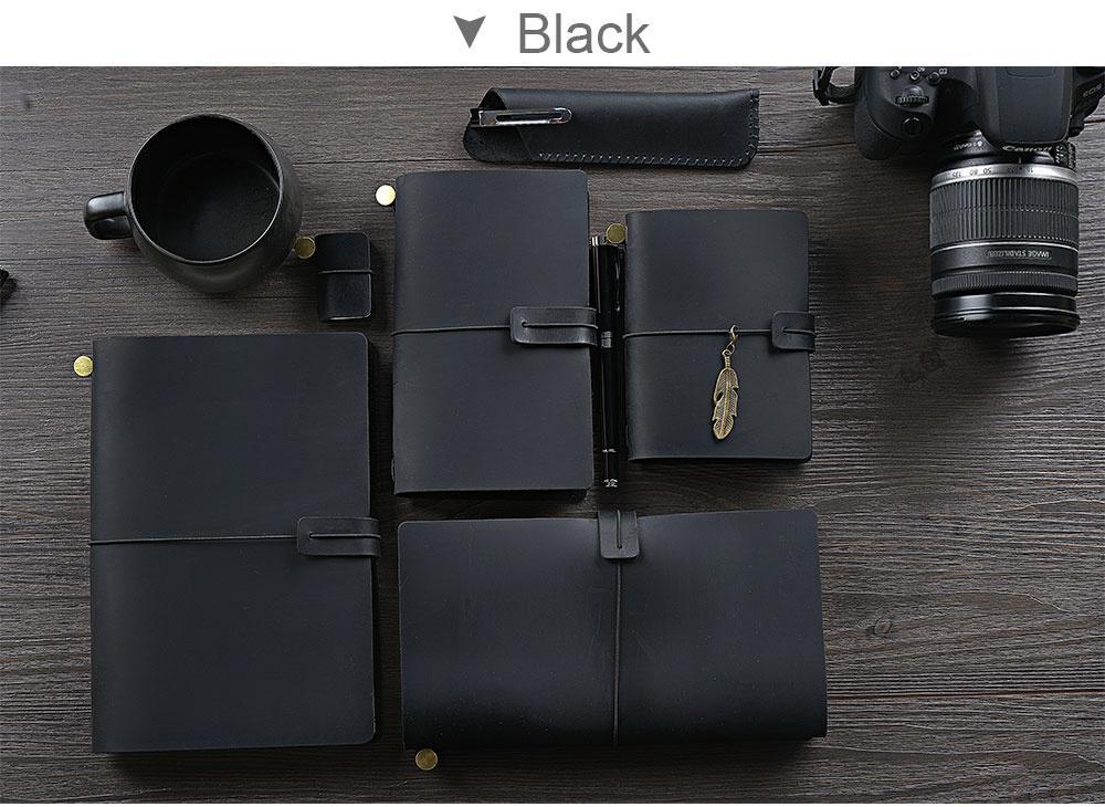 AIGUONIU Leather Notebook Handmade Vintage Cowhide Diary Passport Size TN Travel Notebook Cover Journal Sketchbook Planner