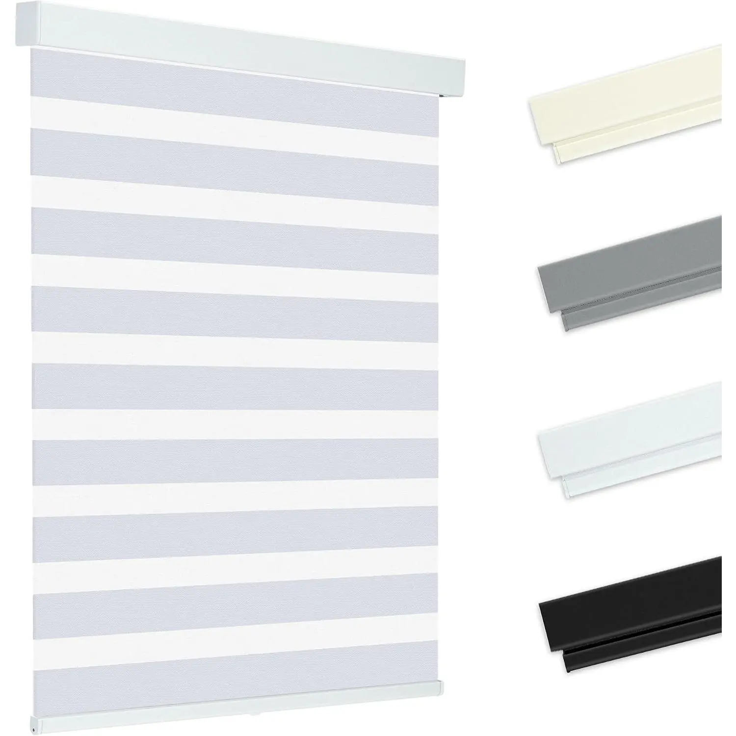 Cordless Zebra Blinds 27" W x 48" H White Dual Layer Day and Night Shades Room Darkening Blackout UV Protection Child & Pet Safe Easy Install Home Office Window Treatment