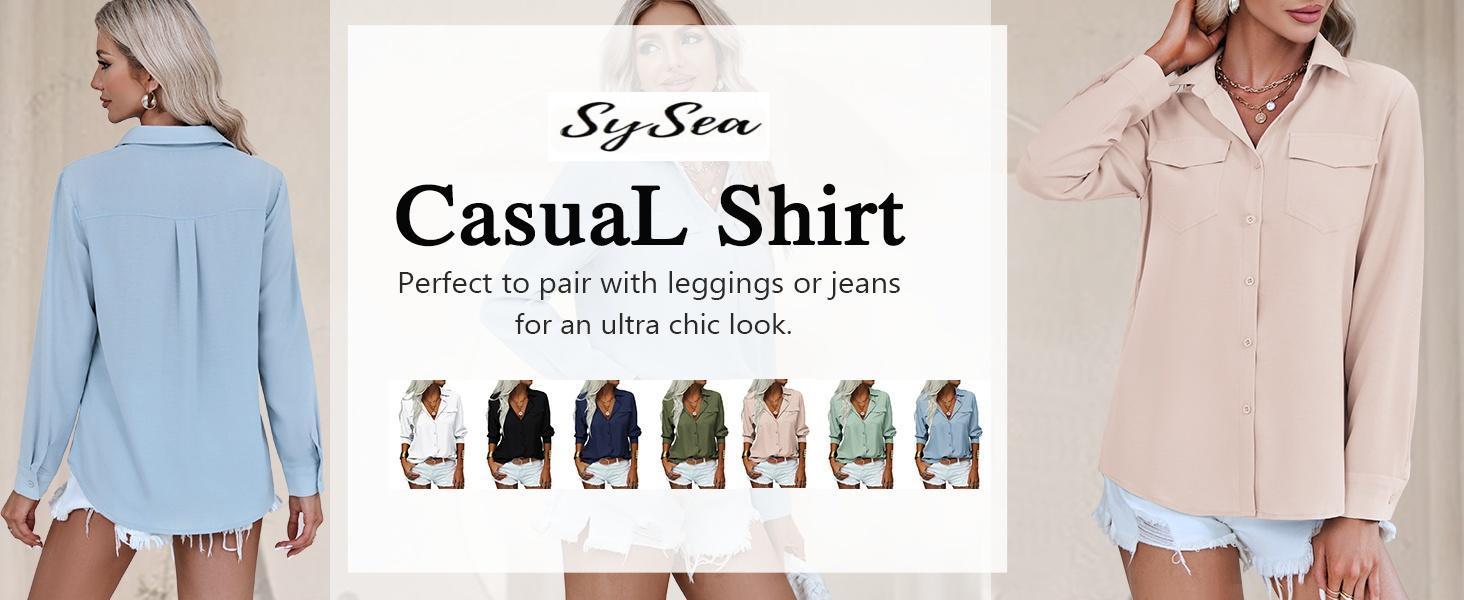 Imily Bela Womens Solid Lapel Long Sleeves Button Down Shirt Top Casual Basic Office Blouse