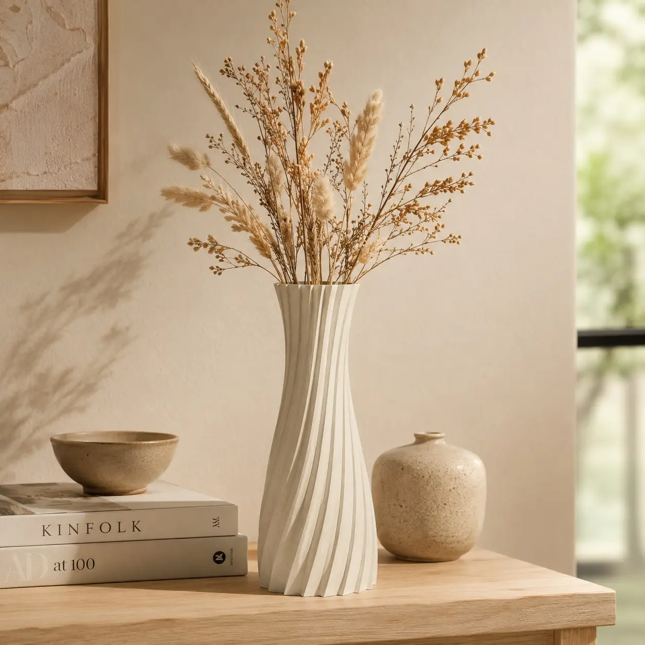 3D Printed Modern Minimalist Spiral Vase, Centerpiece Vase, Wabi-Sabi Aesthetic Home Decor, Elegant Spiral Texture, Perfect Gift for New Homes, Mother's Day, Birthday