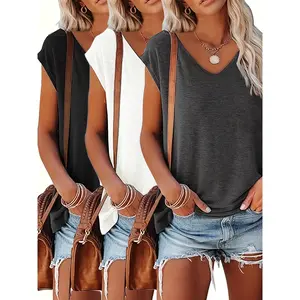 Three-Pack Women's Casual Sport T-Shirts, Solid Color Short Sleeve, Breathable Polyester Fabric, Machine Washable Ideal for Summer, Comfortable and Fitted Fit