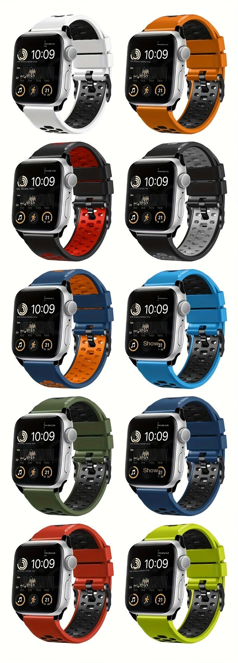 Adjustable Silicone Sports Band for Apple Watch Ultra 49mm, iWatch Series 10-3 - Durable, Comfortable Multi-color Wristband with Safety Buckle Closure, Activity Accessories | Perforated Design | Silicone Wristband,Apple Watch Accessories Wearable