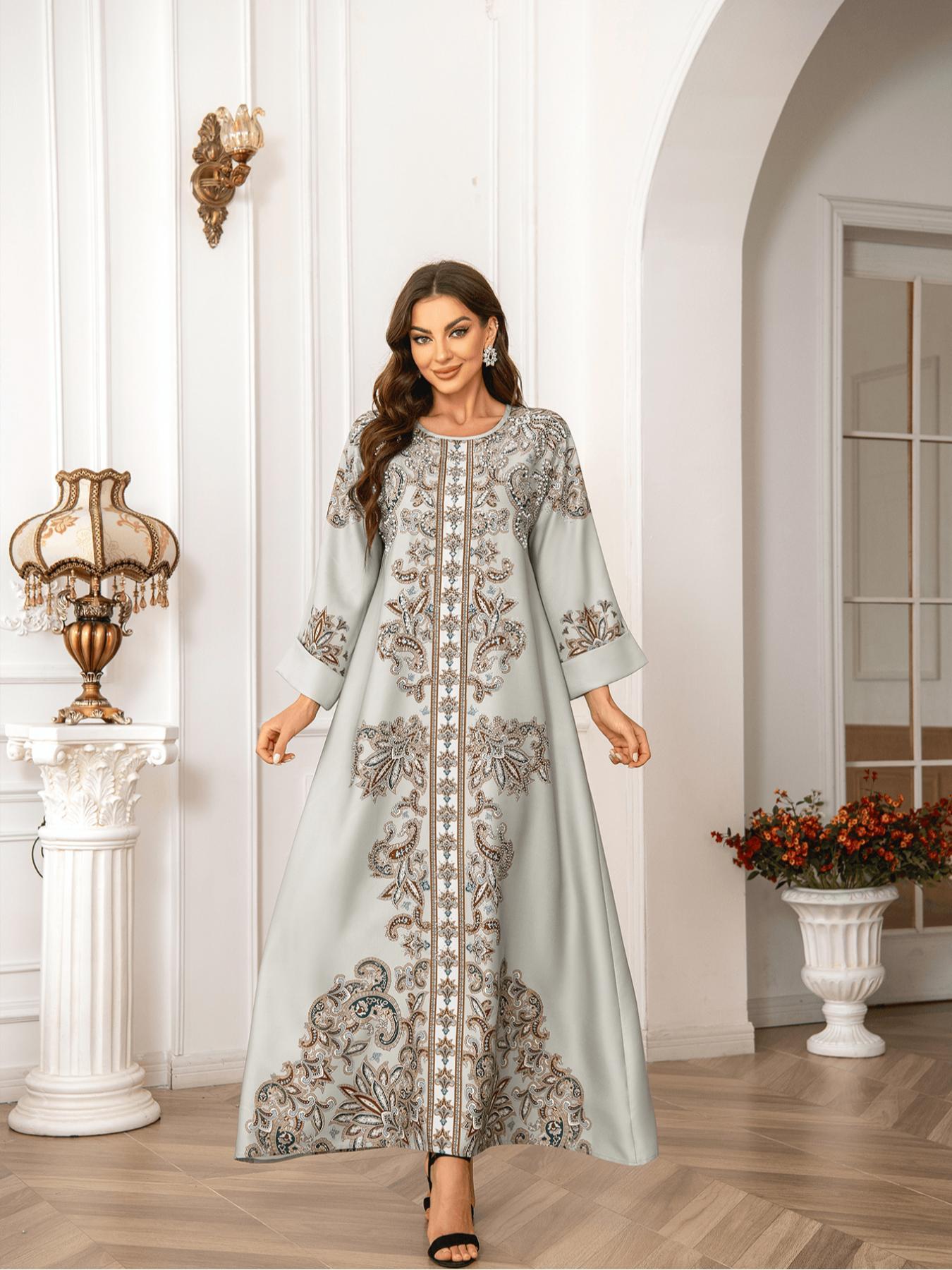 Women's Round Neck Dress, Elegant Long Sleeve Crew Neck Dress for Party Holiday Wedding, Ladies Clothes for All Seasons, Elegant Dresses