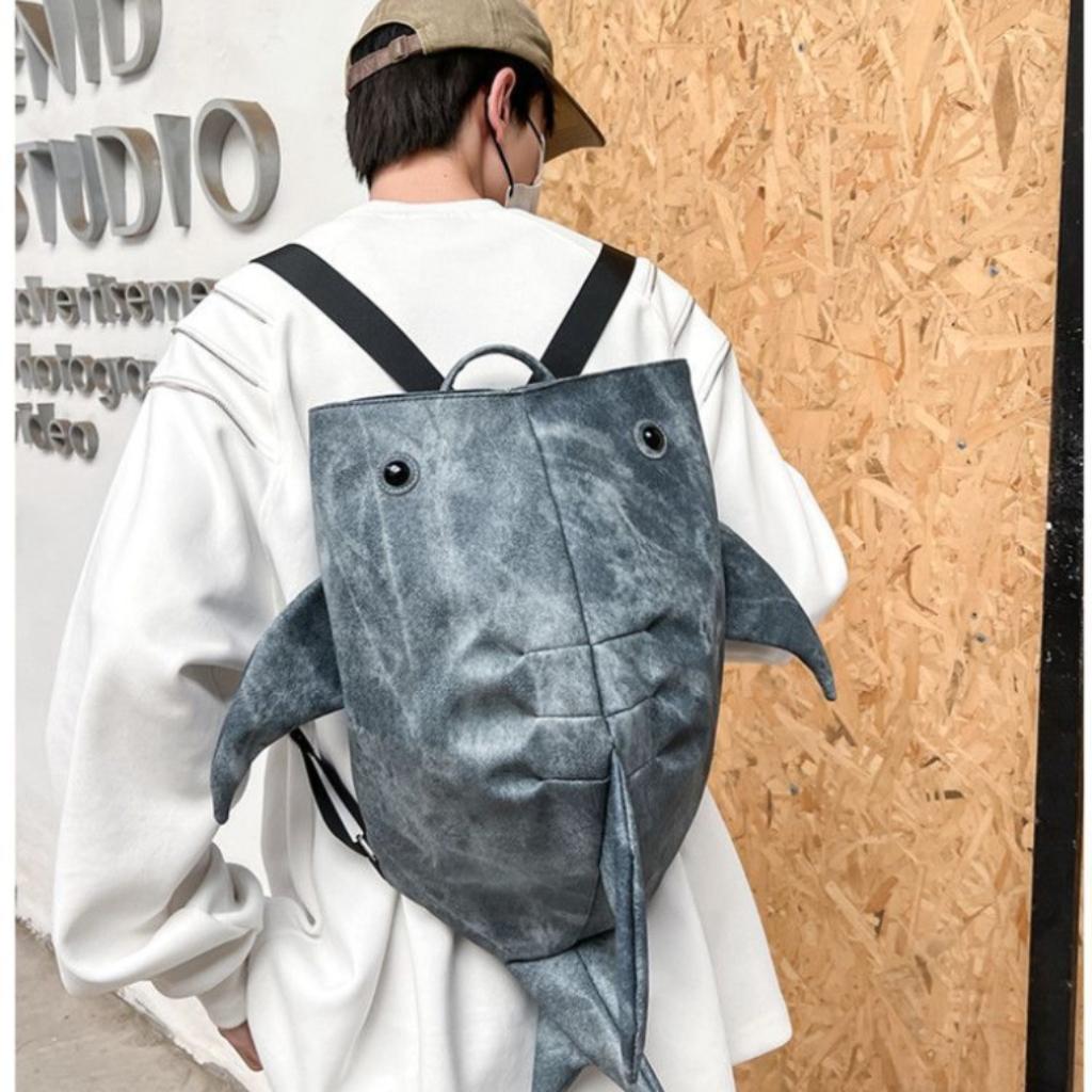 Y2K Funny Whale Shark Shape Backpack Durable Large Capacity Knapsack Women Men Cute Outdoor Cartoon Travel Bag Student Schoolbag