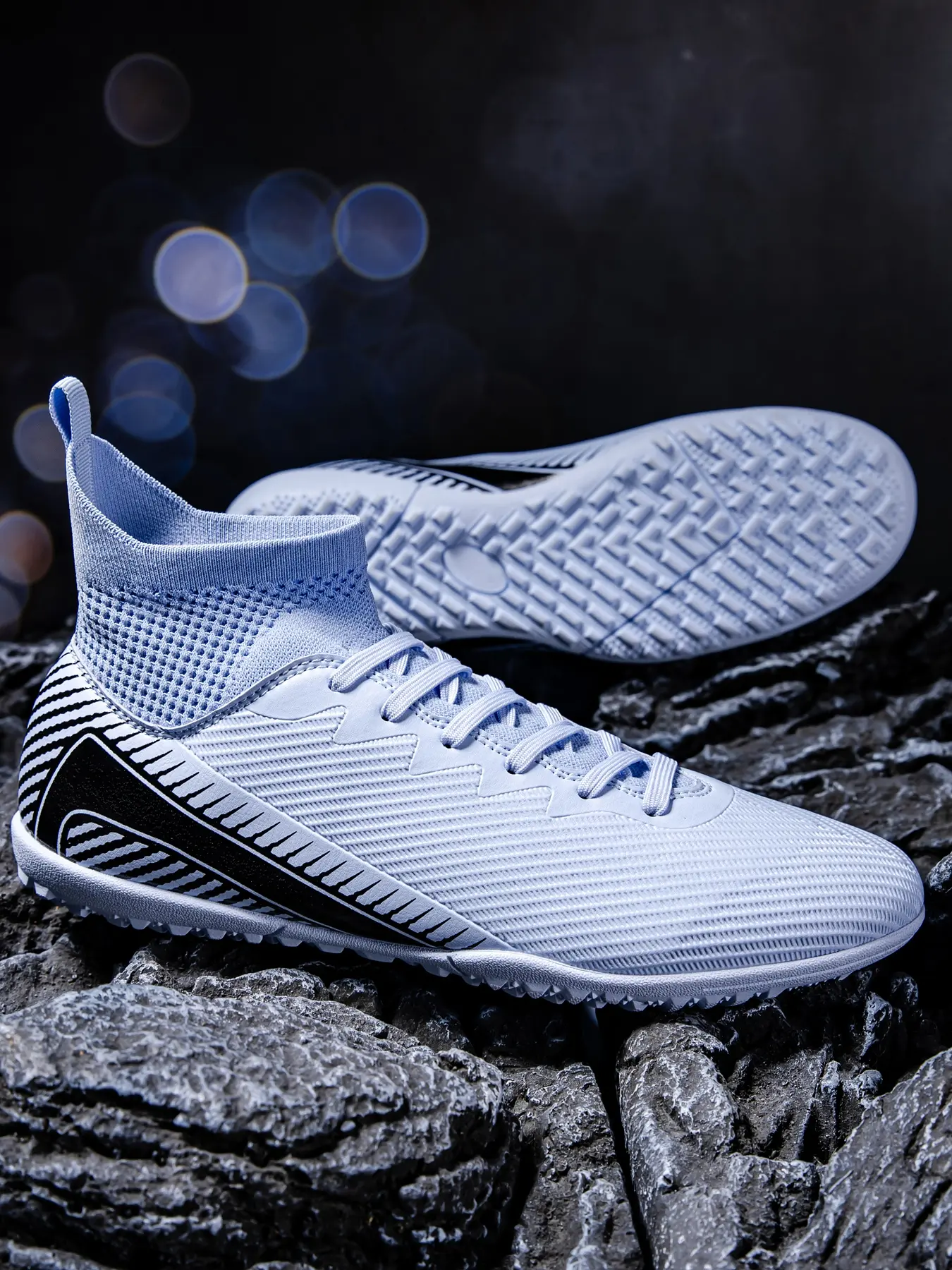 Men's High-Top TF Sports Football Shoes, Lace-Up Nails Design Football Cleats, Anti-Slip Lawn Soccer Boots, Indoor Outdoor Professional Training Athletic Sneakers