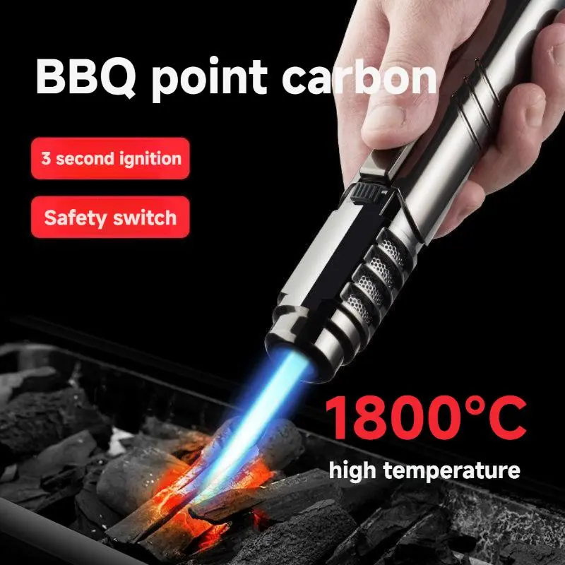 High-Temperature Outdoor Torch Lighter (requires butane gas filling to ignite) — Metal windproof, high-power blue-flame torch lighter/welding tool; gift box packaging (butane gas not included).