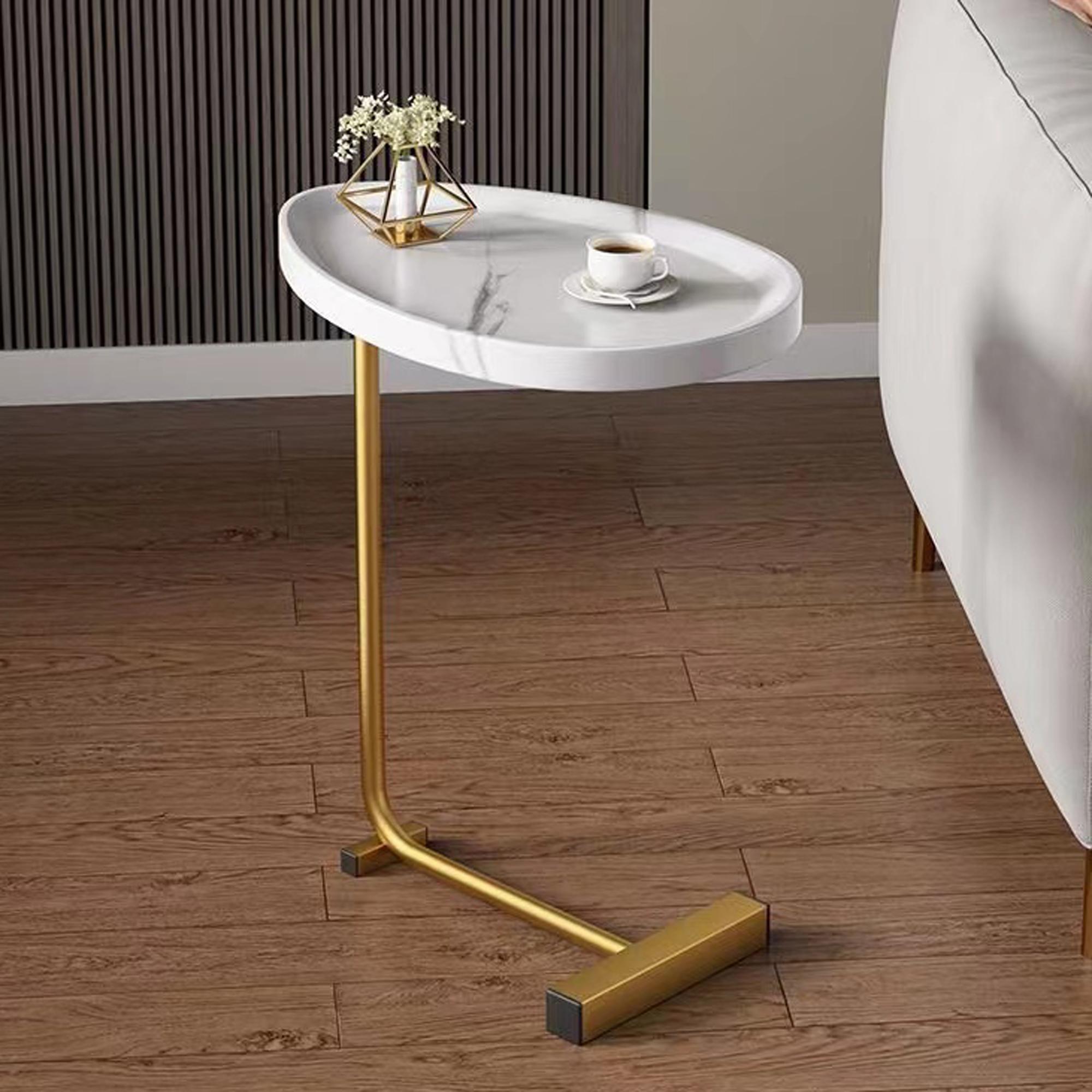 White C-shaped Side Table, Small Sofa Table for Cough, Bederoom WL RR White C-shaped Side Table, Small Sofa Table for Cough, Bederoom WL RR