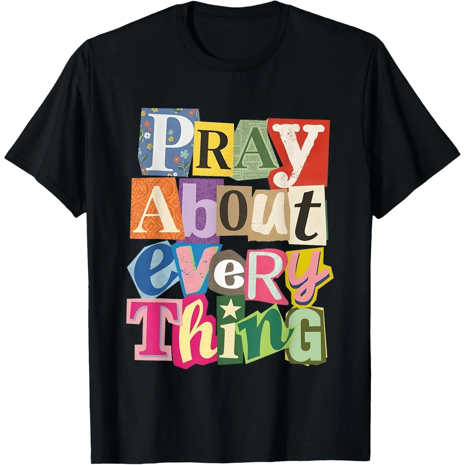 Preppy Pray About Everything Collage Y2K Coquette Faith T-Shirt