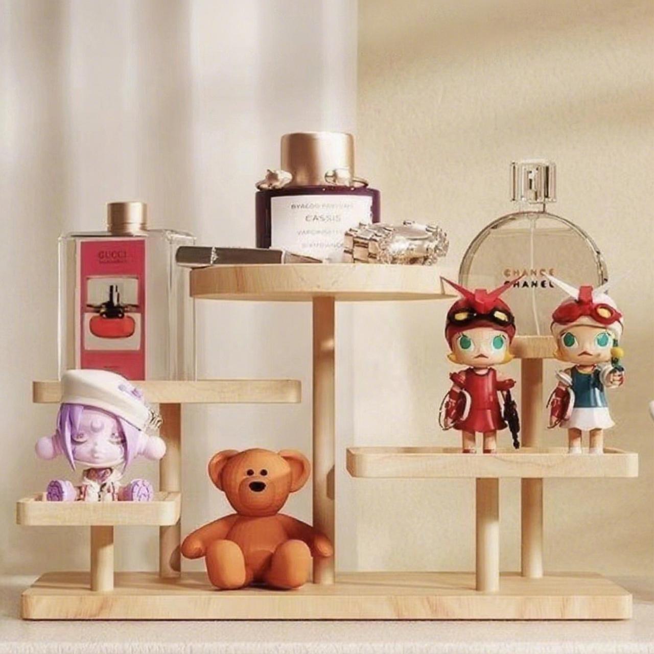 5-Tier Handmade Solid Wood Multi-Layer Display Rack, Kitchen Dining Cup Holder, Tray with Storage Layer, Modern Rustic Style Organizer