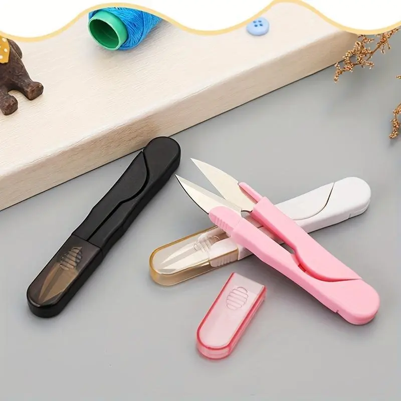 1pc Safety Sewing Scissors - Thread Cutting, Embroidery Cross Stitch U-Shaped Scissors with ABS Handle, Ideal for Crafts and Sewing Projects, Crafting Essentials | Durable Scissors, Sewing Accessorie