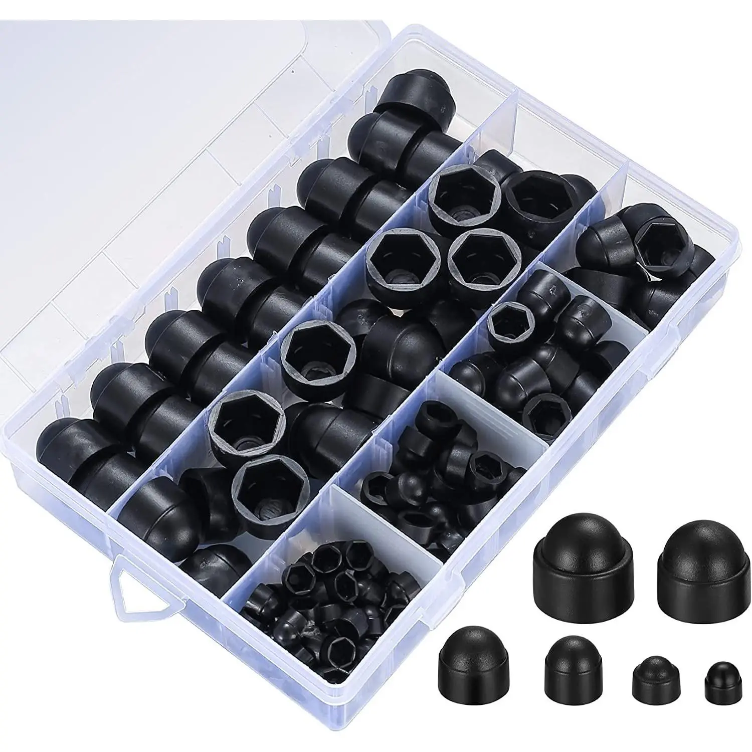 145 Pcs Screw Bolt Cover Caps, Hex Head Dome Bolt Covers, Plastic Bolt Caps, Hexagonal Screw Bolts Protection Caps Assortment Kit for M4 M5 M6 M8 M10 M12Gift