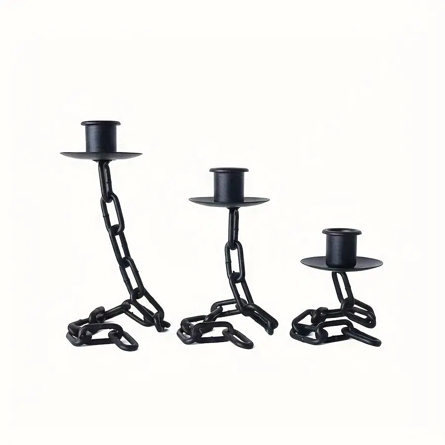 3-piece Set Halloween & Christmas Candlesticks, Iron Art Desktop Candlestick Holders for Home Decoration