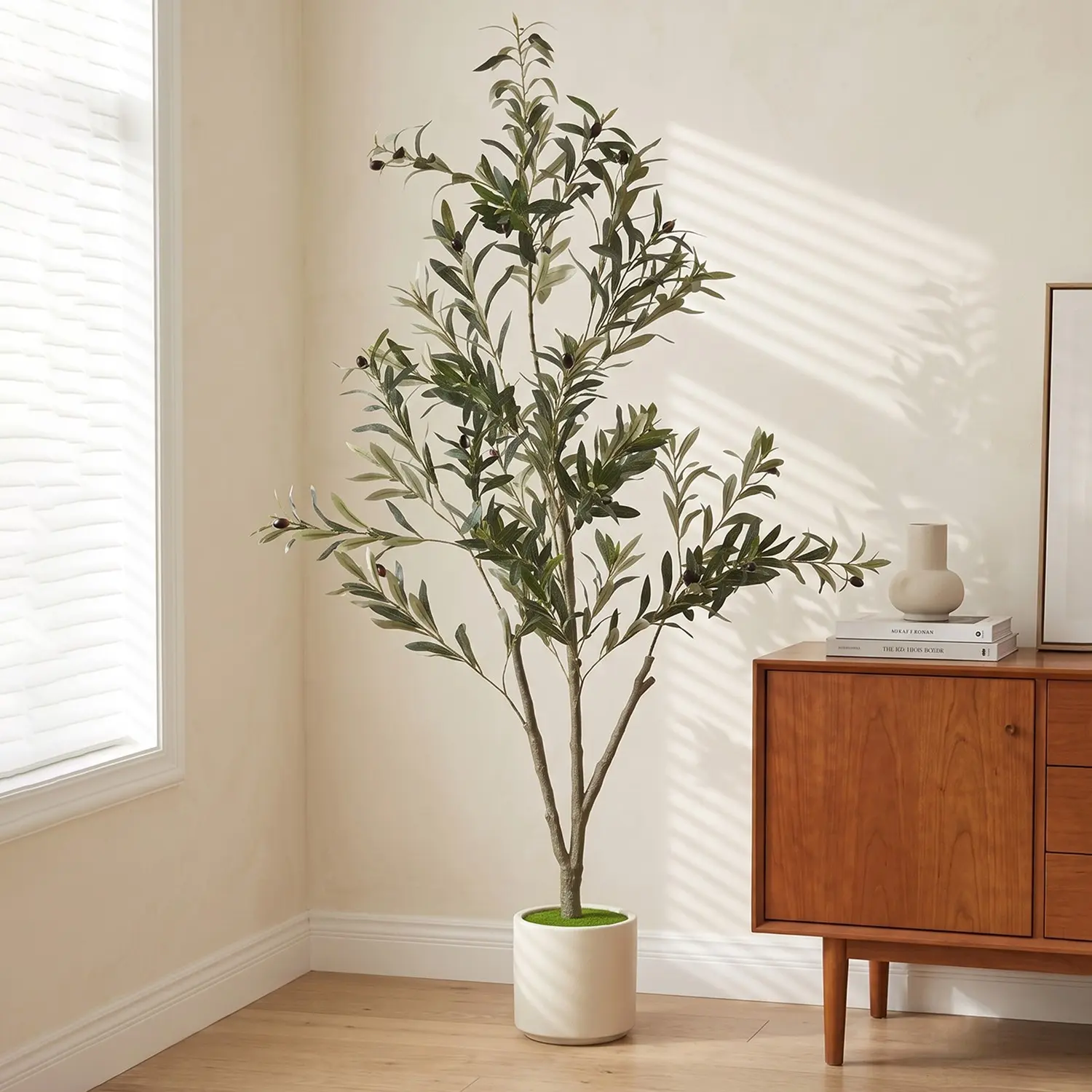 150cm/4.9ft Artificial Olive Tree, Scandinavian Nordic Style, Realistic, No Watering, Easy Care, Office Decor, Home Decoration, Natural