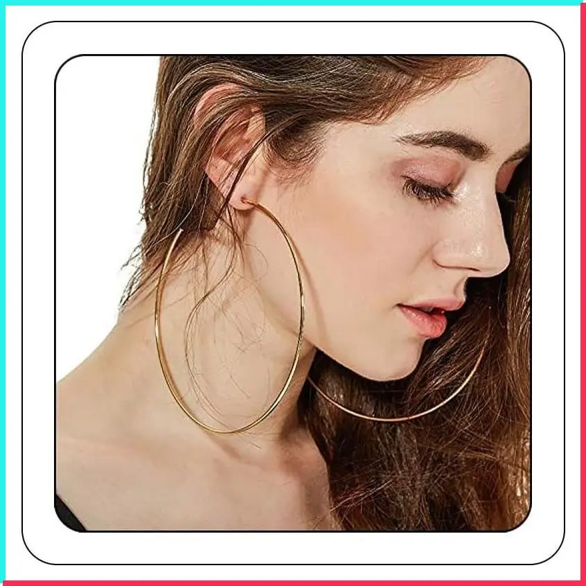 110 120mm Gold Large Basketball Hoop Earrings for Women Thin Big Round Circle Huggie Minimalist Fashion