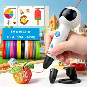 3DLNK 3D printing pen ROBOT, 3D intelligent voice-activated pen, easy to operate with PLA consumables (10 colors, each 5 meters, totaling 50M or 165ft), 3D painting printer, DIY painting pen, fully equipped