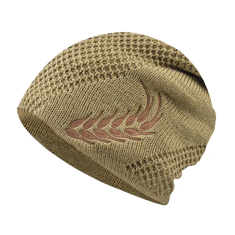 casual hat accessories Unisex Thick Fleece Lined Knit Beanie Hat with Wheat Embroidery Warm Winter Cuffed Cap Oversized Hip Hop Soft Knitted Skull Cap for Women Men Outdoor Streetwear Accessory for Fall Winter Spring Camping Hiking Travel Daily Wear
