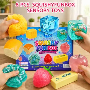 8PCS Slow Rising Squishy Stress Relief Toys Set | Soft PU Stress Balls & Fidget Sensory Squeeze Toys | Anxiety Relief for Adults & Kids | Party Favors & Gift Bundle