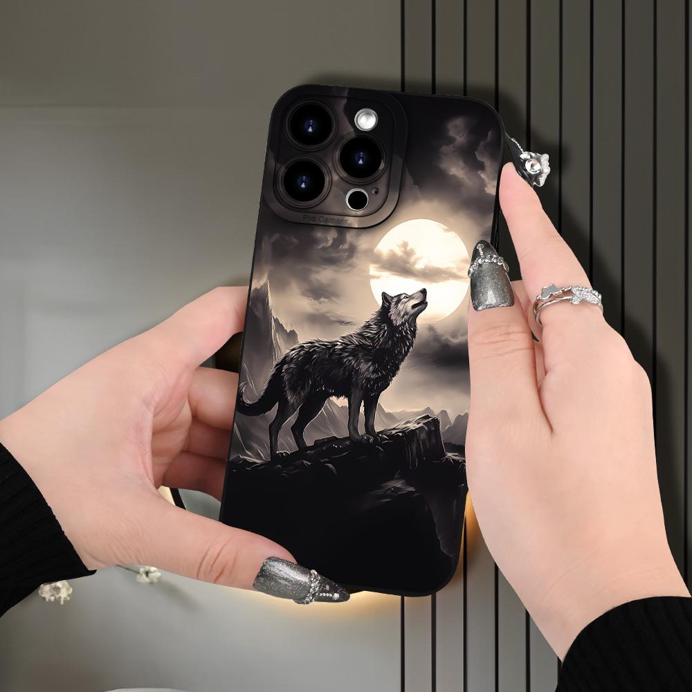 creative wolf howl pattern phone case for iPhone 16/15/14/13/12/XS/ Plus/Pro/Max/Mini - stylish design suitable for both men and women, perfect gift for friends, family, boyfriend or girlfriend
