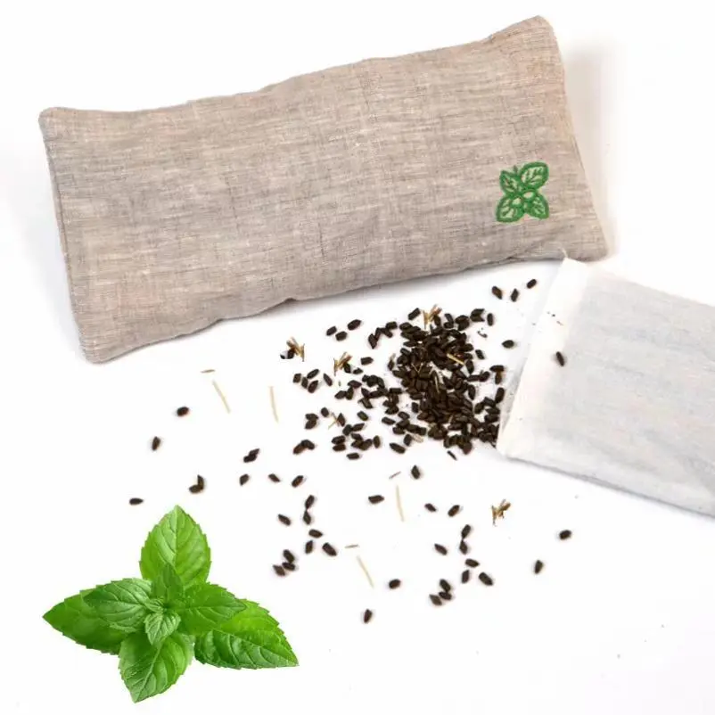 Natural Linen Fabric Yoga Eye Pillow - 190g, Embroidery, Peppermint & Cassia Seed Scent, Removable Cover, Gravity Light-Blocking Mask, Heat/Cold Treat, Meditation Aid, Sleep Aid for Pregnant Women, Fatigue Reduction, Portable Spa Support