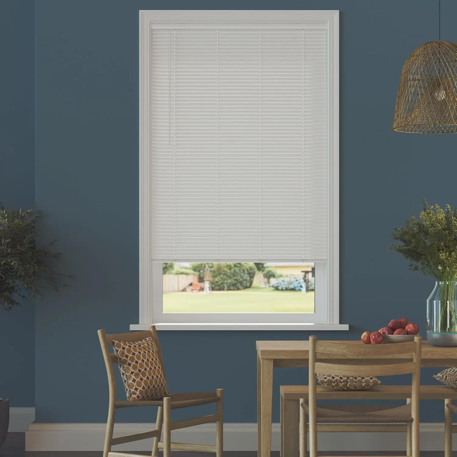 Lumino Cordless 1" Room Darkening Vinyl Mini Blinds, 35" W x 64" L White, Easy Installation, Custom Sizes